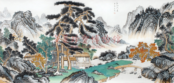 刘二郎真迹国画"山居论道"国画山水_刘二郎_华夏珍宝博物馆_画廊主页